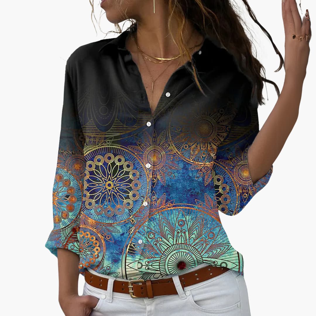 Elara | Women's Colorblock Floral Blouse