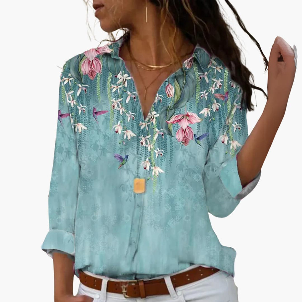Elara | Women's Colorblock Floral Blouse