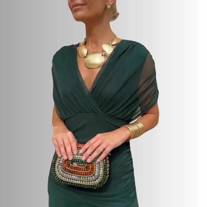 Sienna | Women's V-Neck Button Summer Dress Elegant