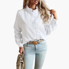 Sienna | Women's Ruffle Front Long Sleeve Blouse