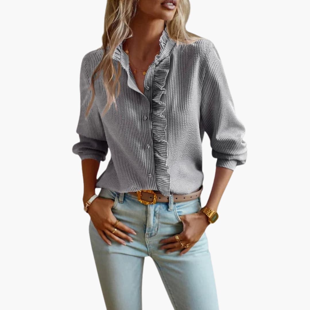 Sienna | Women's Ruffle Front Long Sleeve Blouse