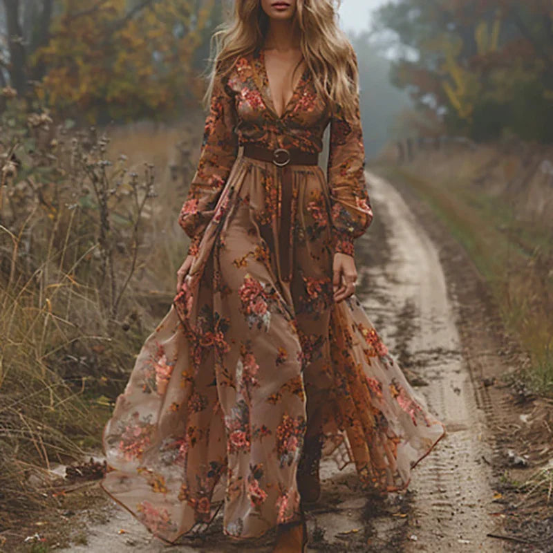Isla | Women's Embroidered Bohemian V-Neck Maxi Dress