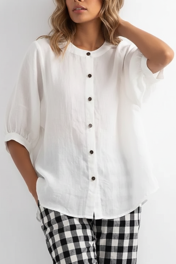 Priya | Women's Button-Front Loose Fit Blouse Casual