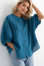 Priya | Women's Button-Front Loose Fit Blouse Casual