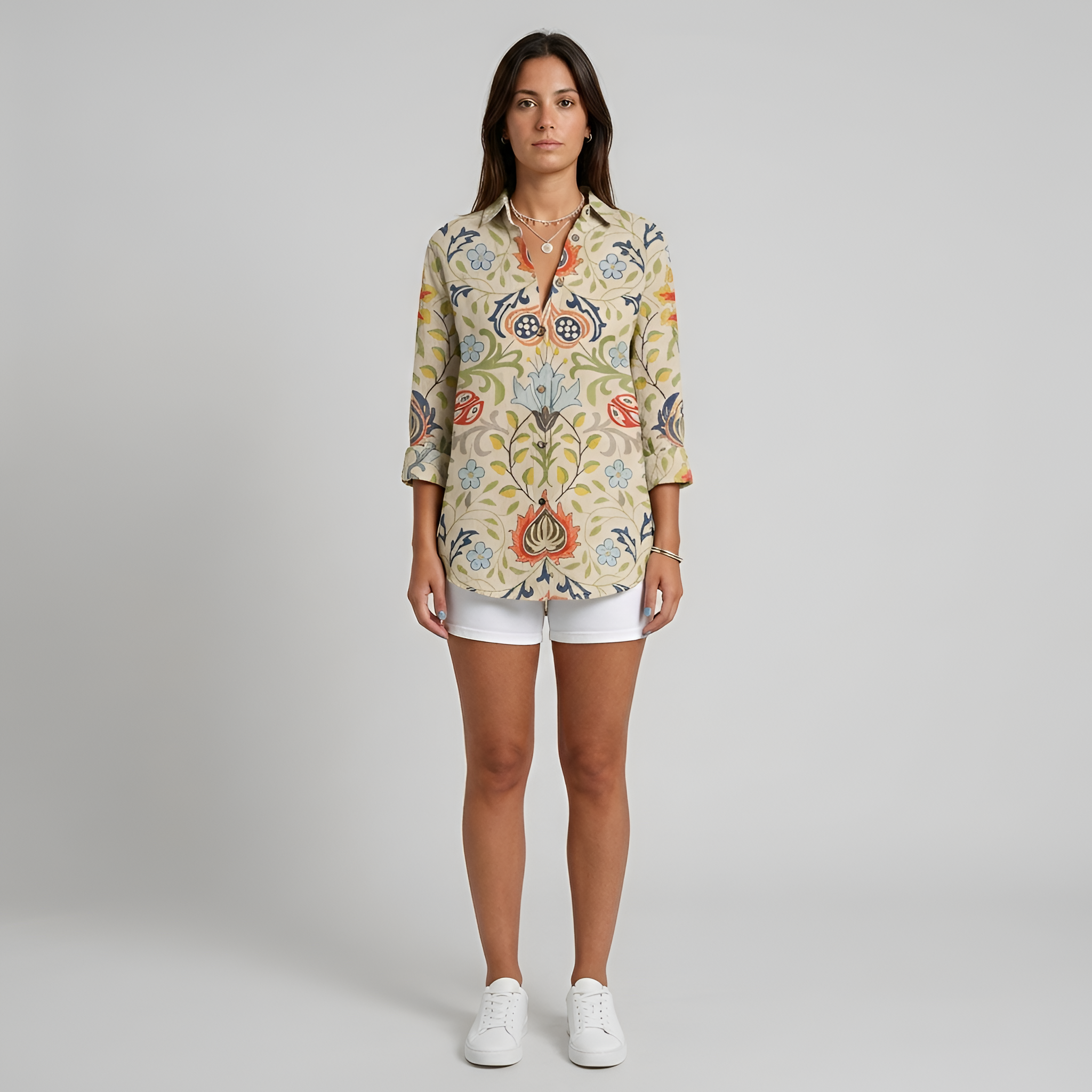 Luna | Women’s Floral Long Shirt