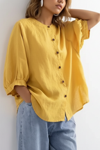 Priya | Women's Button-Front Loose Fit Blouse Casual