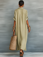 Marlowe | Women's Linen Blend Shirt Maxi Dress