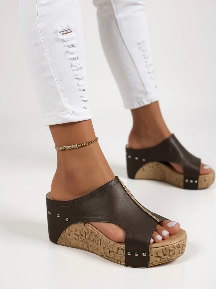 Sienna | Women's Cork Wedge Slide Sandals Stylish