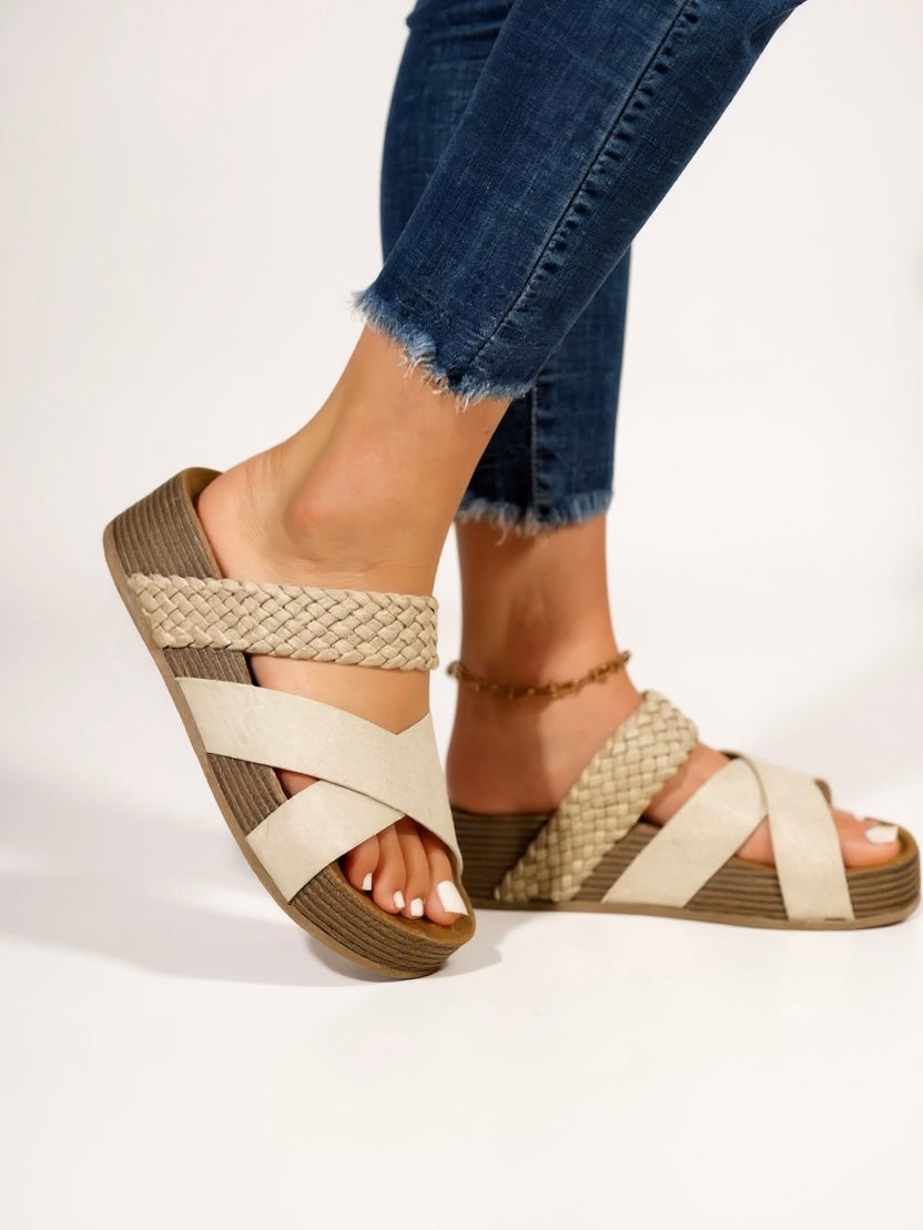 Lennox | Women's Crisscross Wedge Slide Sandals Casual
