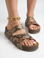 Lennox | Women's Crisscross Wedge Slide Sandals Casual