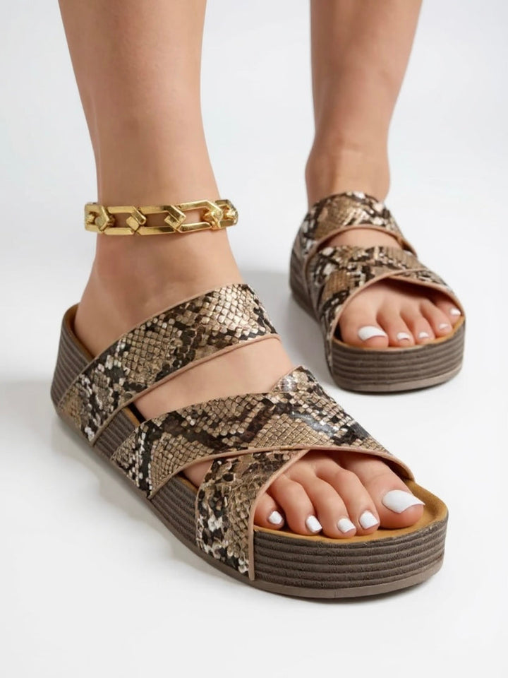 Lennox | Women's Crisscross Wedge Slide Sandals Casual