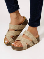 Lennox | Women's Crisscross Wedge Slide Sandals Casual