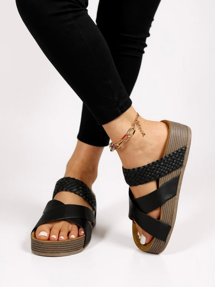 Lennox | Women's Crisscross Wedge Slide Sandals Casual
