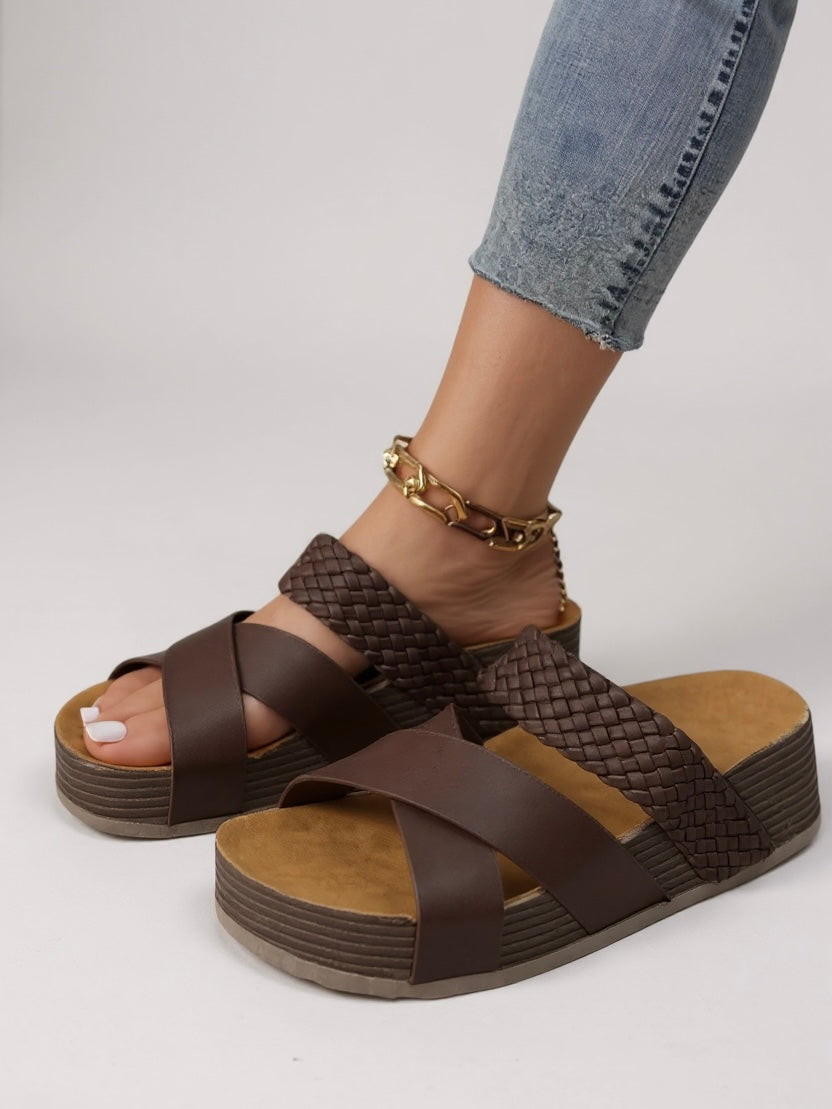 Lennox | Women's Crisscross Wedge Slide Sandals Casual