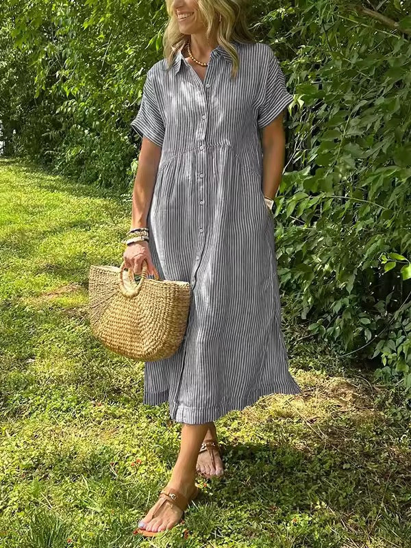 Sutton | Women's Elegant Striped Shirt Dress