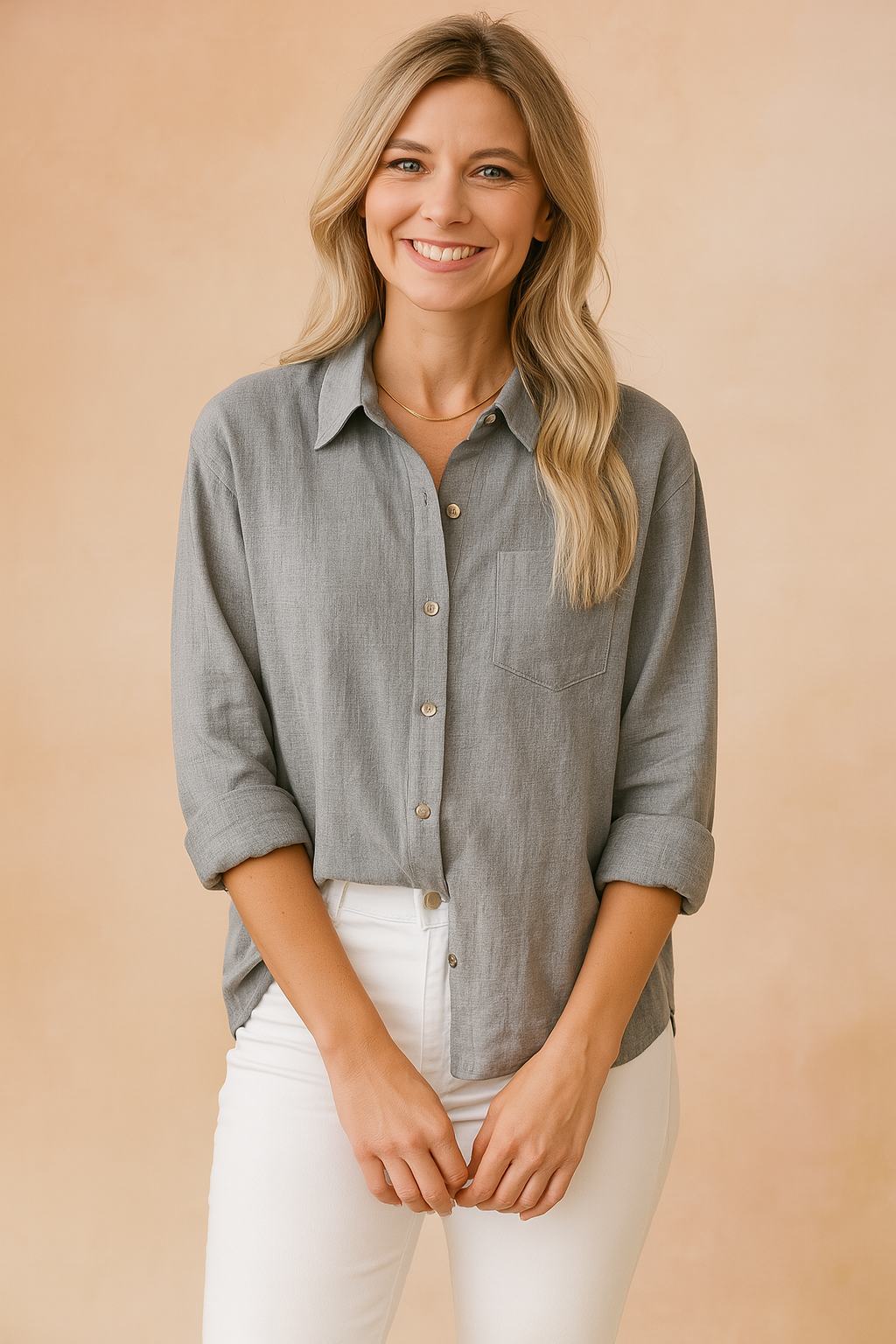 Jolene | Women's Classic Button Front Long Sleeve Blouse