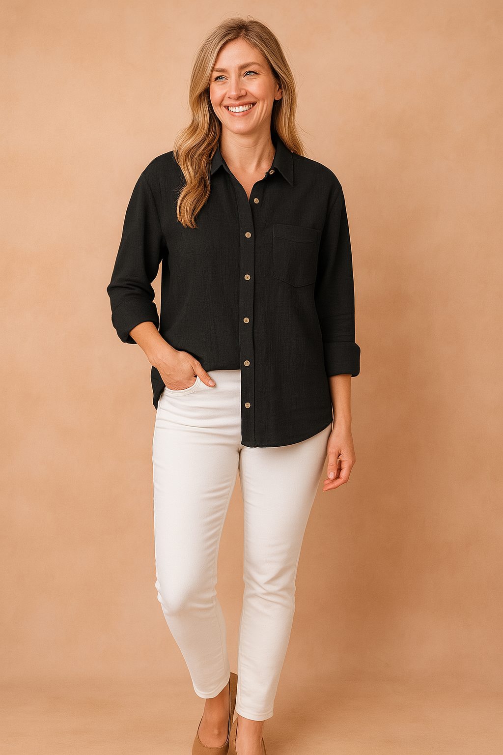 Jolene | Women's Classic Button Front Long Sleeve Blouse