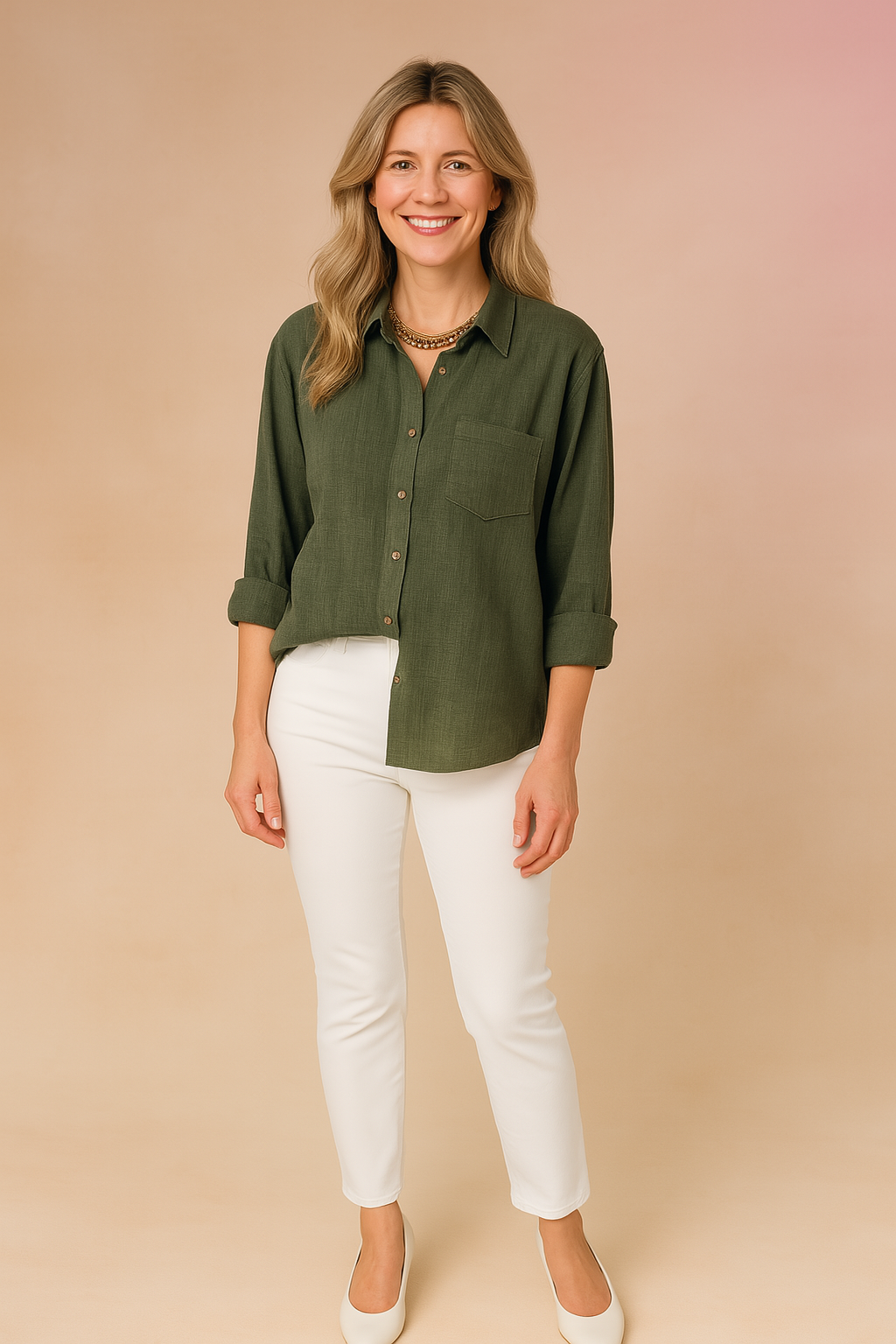 Jolene | Women's Classic Button Front Long Sleeve Blouse
