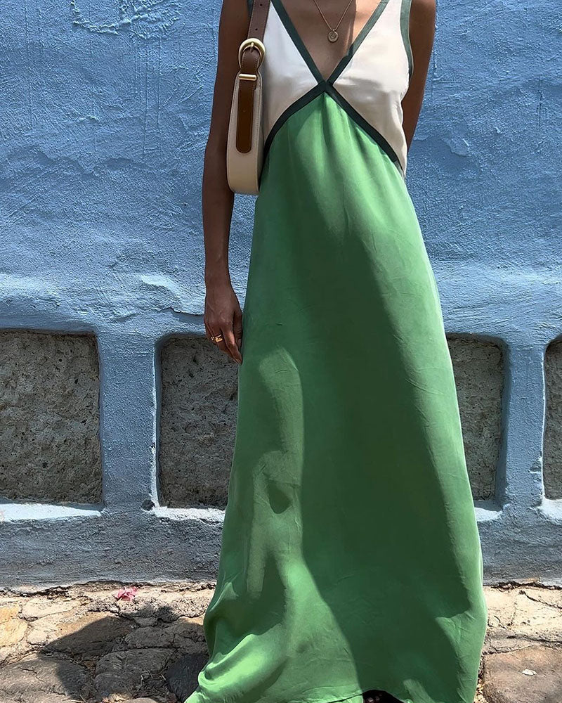 Virelle | Women's Contrast Maxi Dress Bold