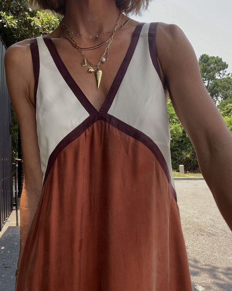 Virelle | Women's Contrast Maxi Dress Bold