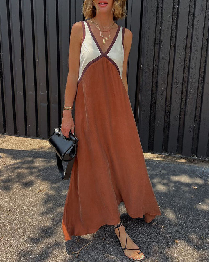 Virelle | Women's Contrast Maxi Dress Bold