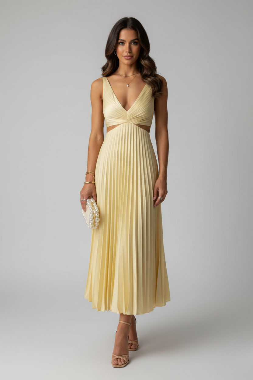 Elaris | Women's Pleated Maxi Dress Elegant