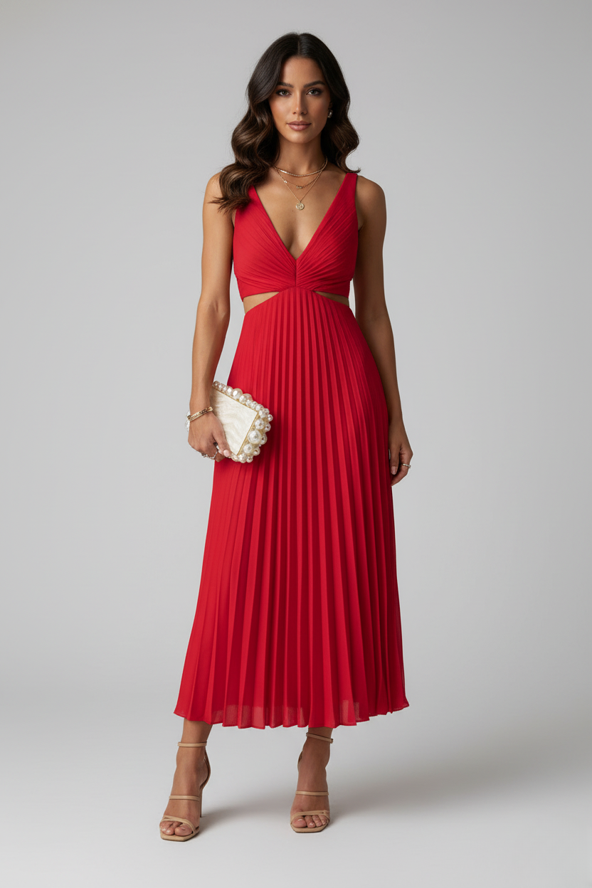 Elaris | Women's Pleated Maxi Dress Elegant