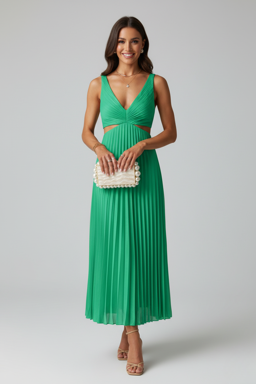 Elaris | Women's Pleated Maxi Dress Elegant