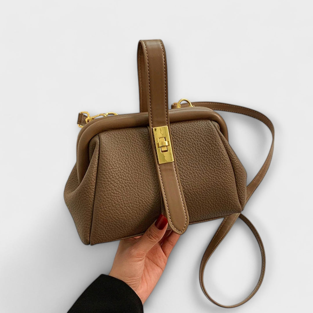 Ivy | Women’s Elegant Brown Mini Handbag with Turn Lock