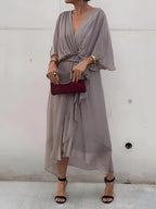 Bonnie | Women’s Chiffon Midi Wedding Guest Dress Tie Waist