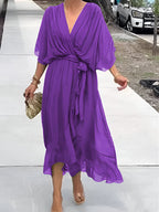Bonnie | Women’s Chiffon Midi Wedding Guest Dress Tie Waist