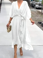 Bonnie | Women’s Chiffon Midi Wedding Guest Dress Tie Waist
