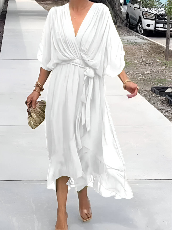 Bonnie | Women’s Chiffon Midi Wedding Guest Dress Tie Waist