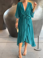 Bonnie | Women’s Chiffon Midi Wedding Guest Dress Tie Waist
