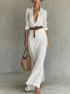Sienna | Women's Wrap Shirt Maxi Dress Elegant