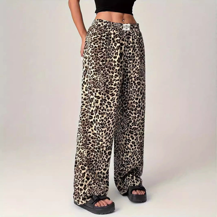 Elowen | Women’s Comfy Straight-Leg Leopard Print Pants
