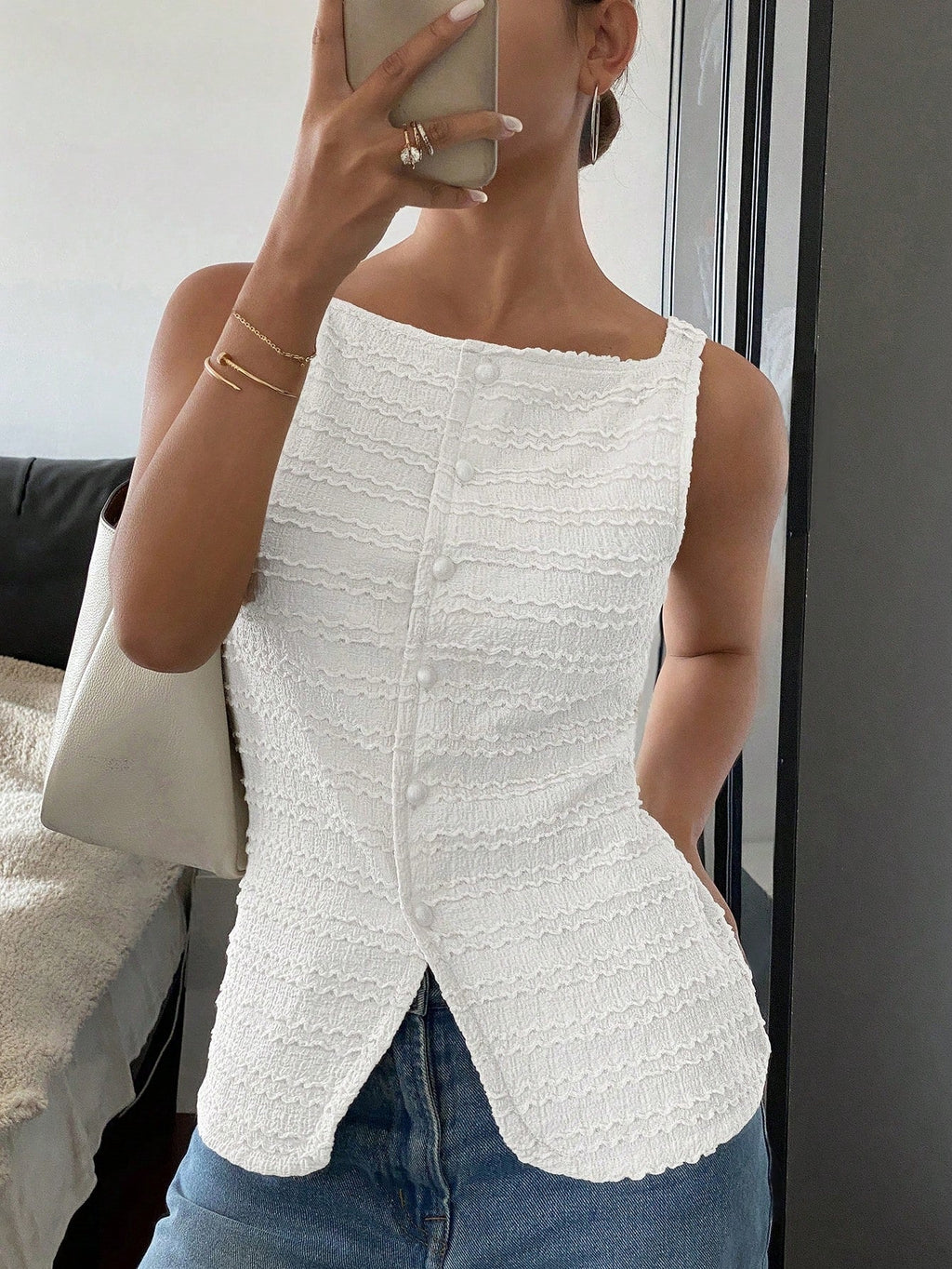 Jolene | Women’s Button Front Sleeveless Vest Top
