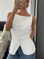 Jolene | Women’s Button Front Sleeveless Vest Top