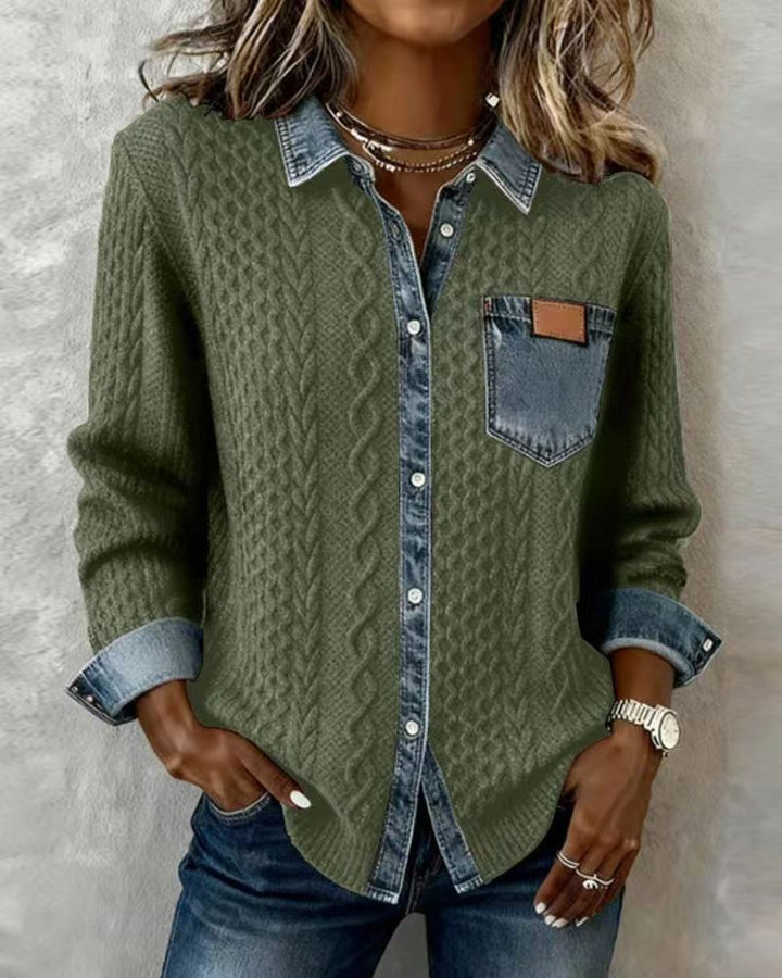 Simone™ | Denim Patchwork Shirt
