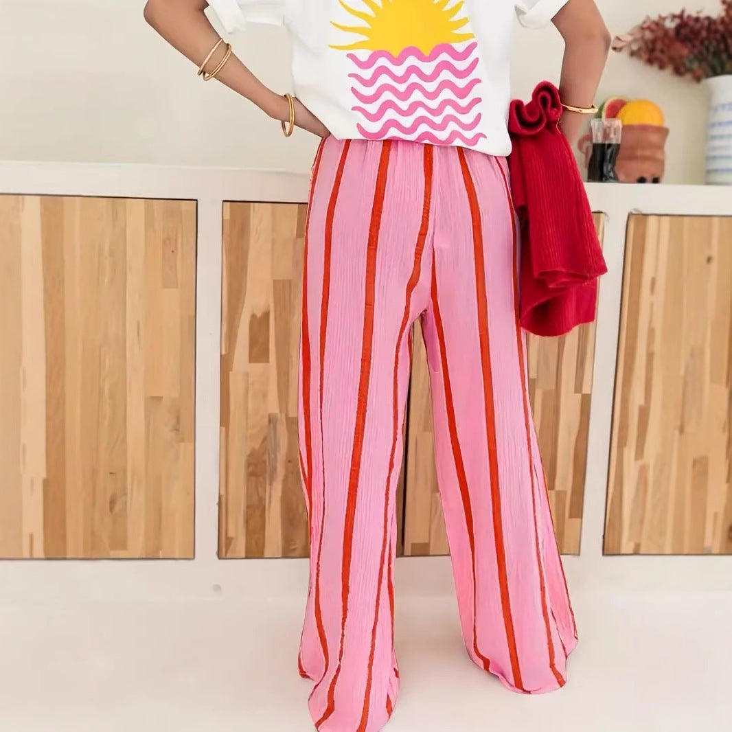 Aria | Women’s Striped Wide-Leg Lounge Trousers