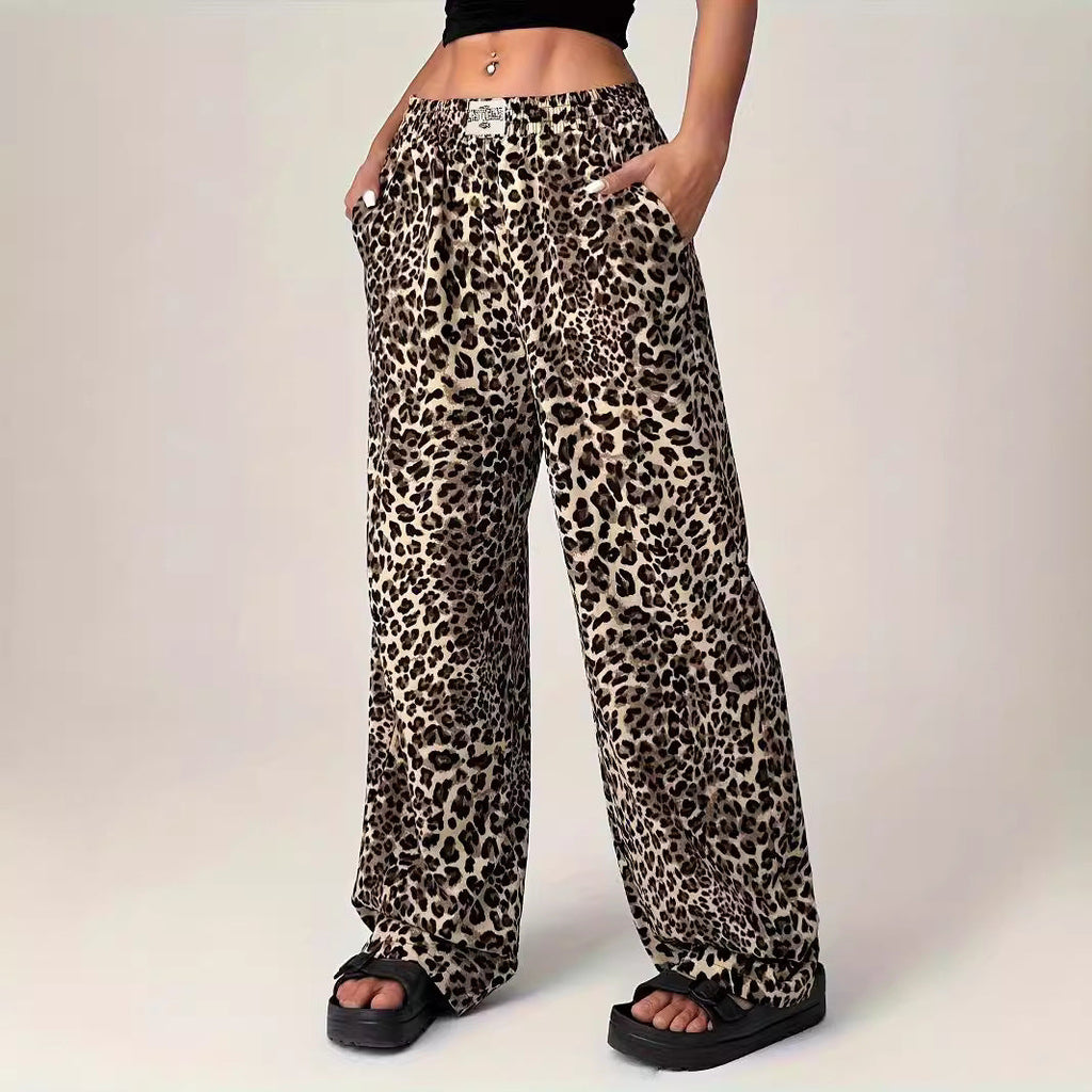 Elowen | Women’s Comfy Straight-Leg Leopard Print Pants