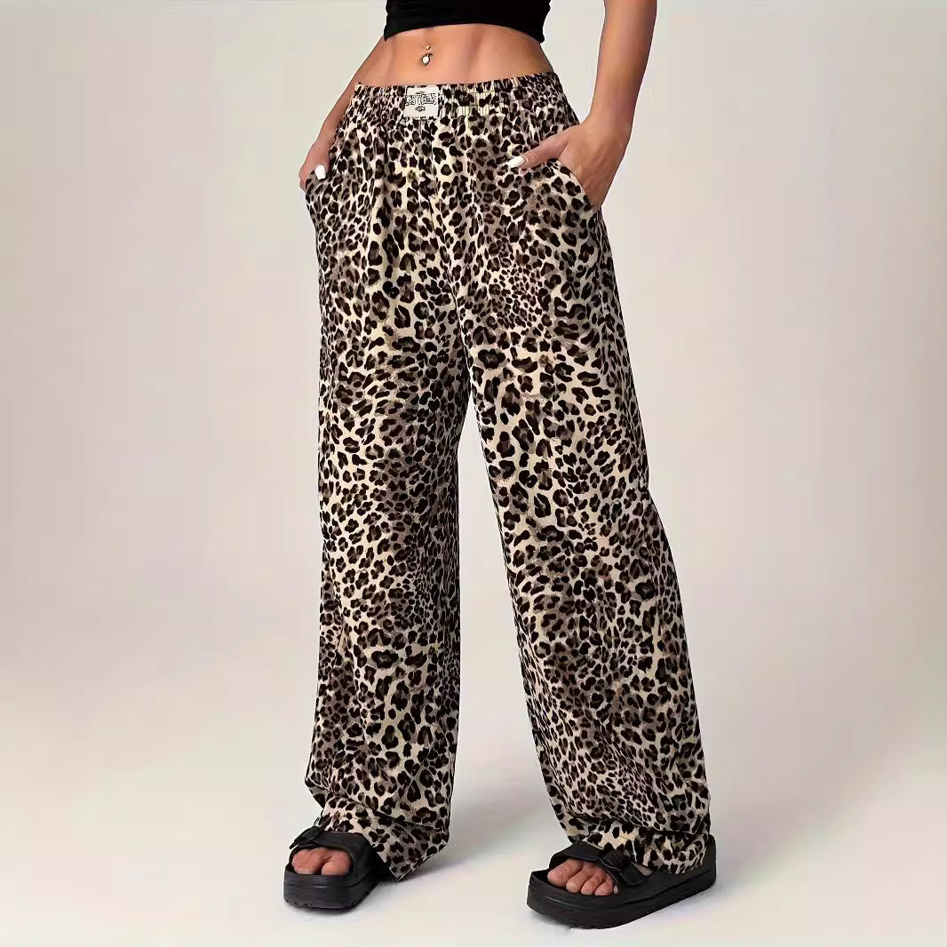Elowen | Women’s Comfy Straight-Leg Leopard Print Pants