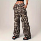 Elowen | Women’s Comfy Straight-Leg Leopard Print Pants