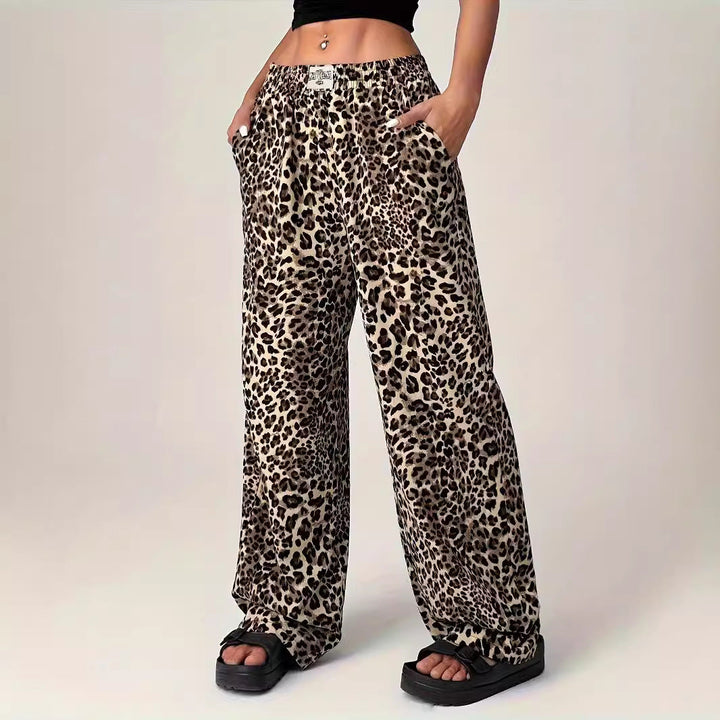 Elowen | Women’s Comfy Straight-Leg Leopard Print Pants