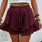 Zavira | Women's Tiered Ruffle Shorts Casual