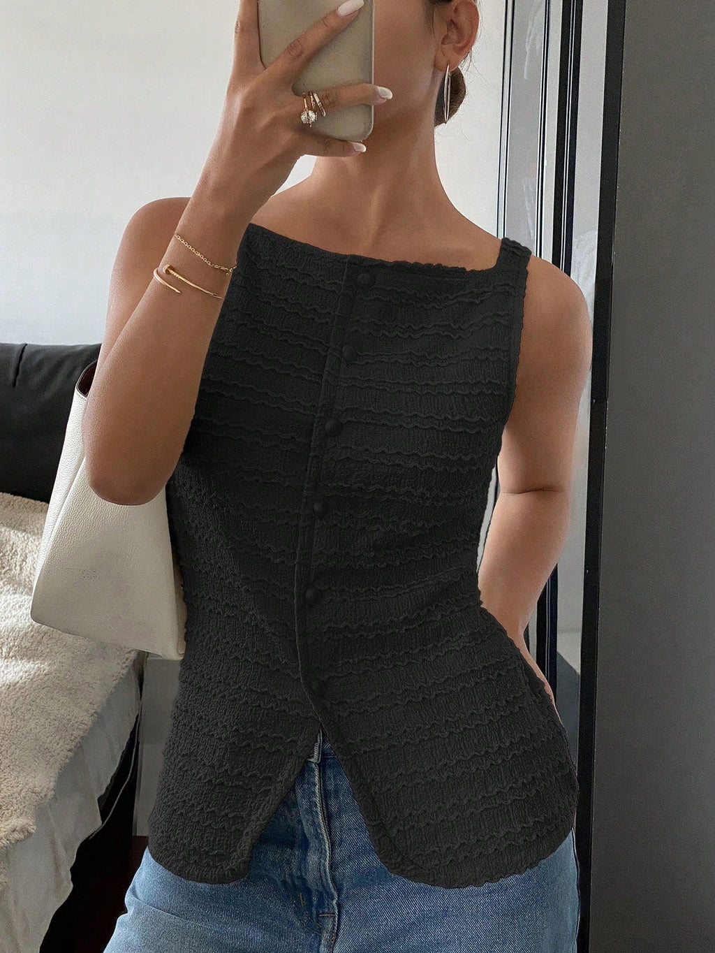 Jolene | Women’s Button Front Sleeveless Vest Top
