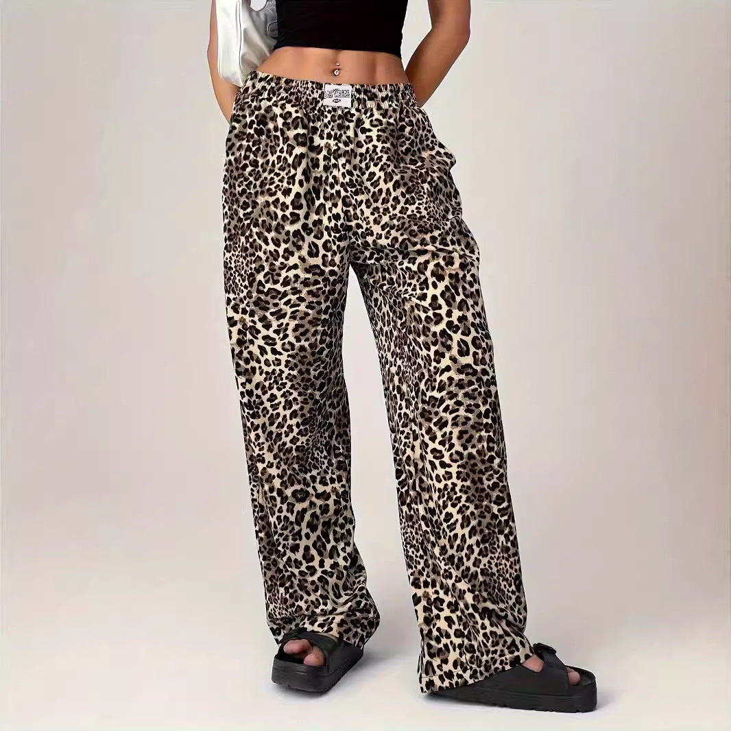 Elowen | Women’s Comfy Straight-Leg Leopard Print Pants