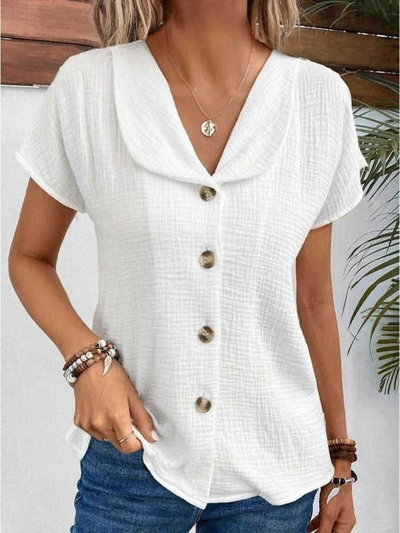 Aria | Women's V-Neck Textured Fabric Shirt Casual