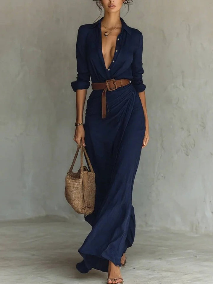 Sienna | Women's Wrap Shirt Maxi Dress Elegant
