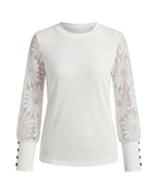 Mette | Women's Decorative Sleeve Button-Detail Top